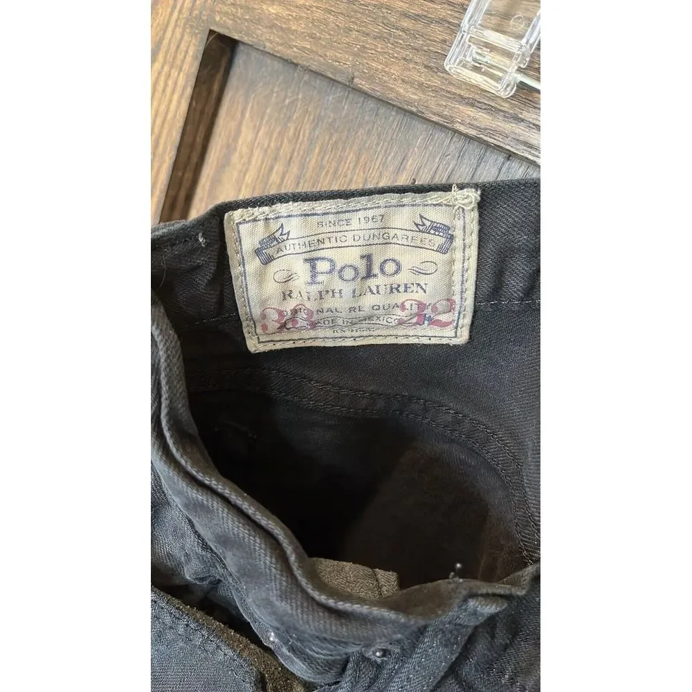 Polo Ralph Lauren Men's Jeans Black Denim Hudson Relaxed Straight 32x32 Logo EUC
